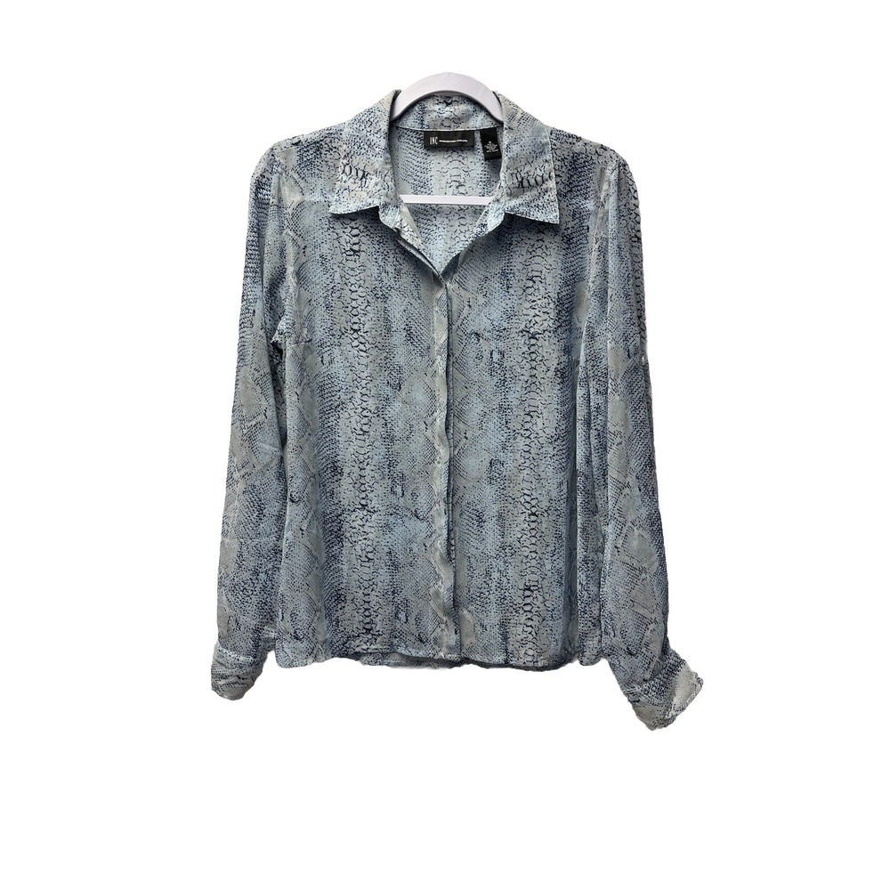 INC International Concepts 8 Snakeskin Blouse Sheer Coquette Fairy Layering Boho